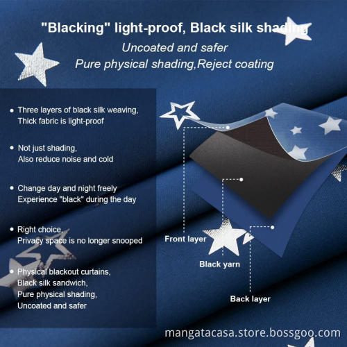 Navy Blue printed Blackout Curtains